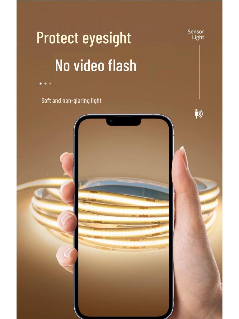 Светодиодная лента с датчиком движения, заряжаемая от USB: Ультратонкая, самоклеящаяся, беспроводная ночная подсветка