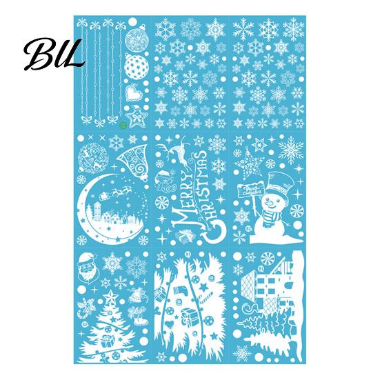 Winter Glass Stickers 9Pcs Christmas Window Cling, Snowman Snowflake Tree Static Holiday Party Sticker Sticker, Removable Double-sided Decor