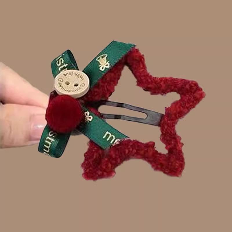 Красный бант-заколка для волос для женщин - Новогоднее украшение для головы, Милая заколка для челки и боковая заколка, Аксессуар для волос