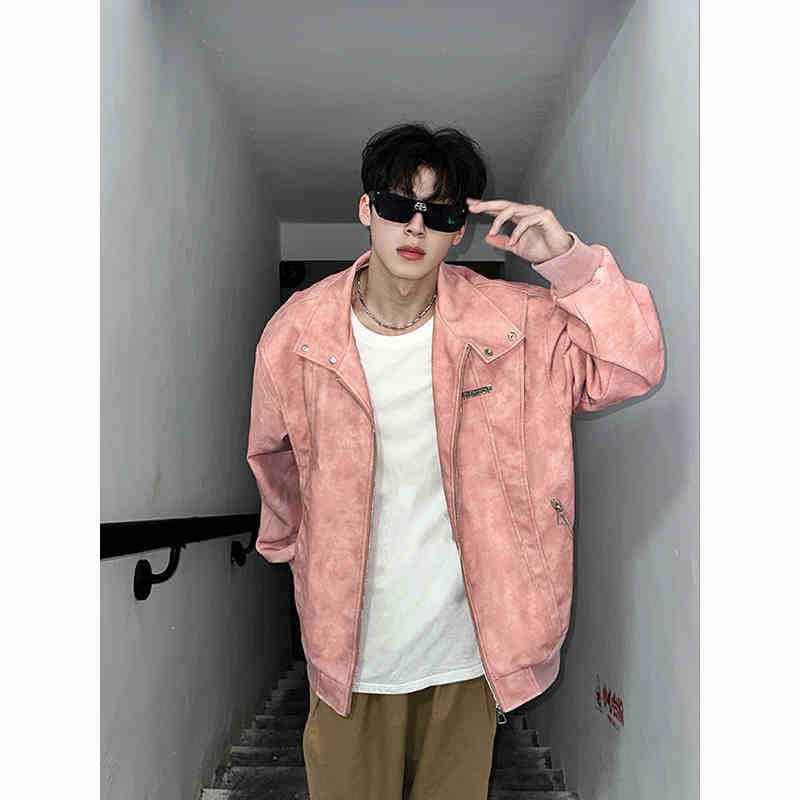 Винтажная кожаная куртка тай-дай мужская весенне-осенняя новая свободная куртка