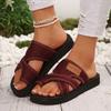 Light Foam Sole Foreign Trade Large Size Slippers 2025 European and American Flat Bottom Casual Open Toe Cover Toe Beach Sandals Women's Shoes