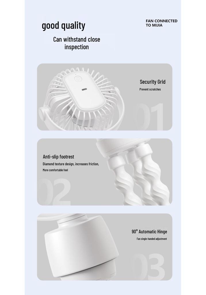 Custom Octopus Auto-Shake Outdoor Anti-Pinch Stroller Fan for Kids