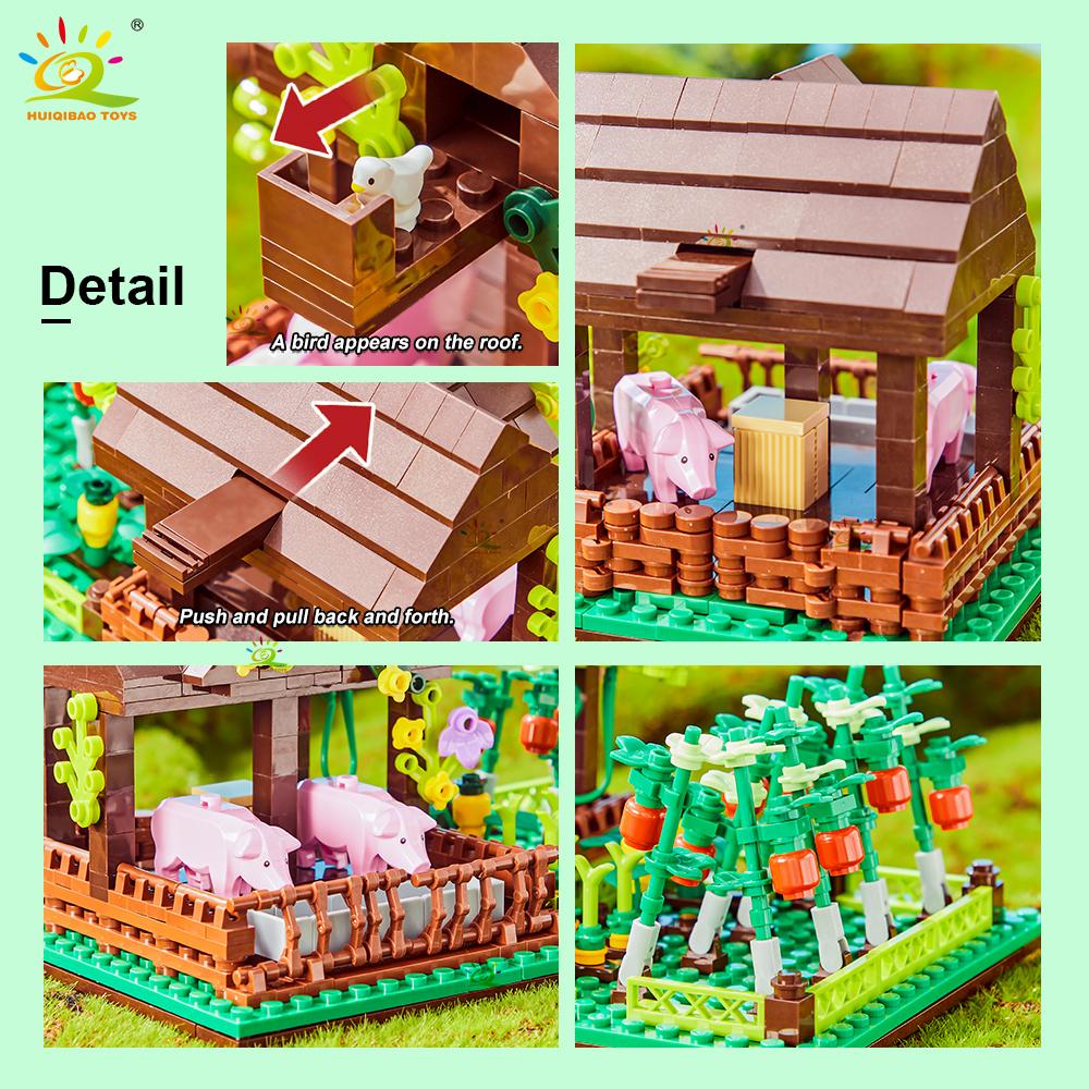 Нетоксичный Фермерский Грузовик Moc Свинарник Ветряная Мельница Дом Строительный Блок Трактор Фермера Транспортное Средство Машина Кирпичный Город Строительная Игрушка Для Детей