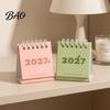 Standing Paper Memo Pad Mini Desk Calendar 2027, Jan. 2027 to Dec. Flip Small Fresh Style Office Accessory Desktop Calendar, 12 Monthly Planner