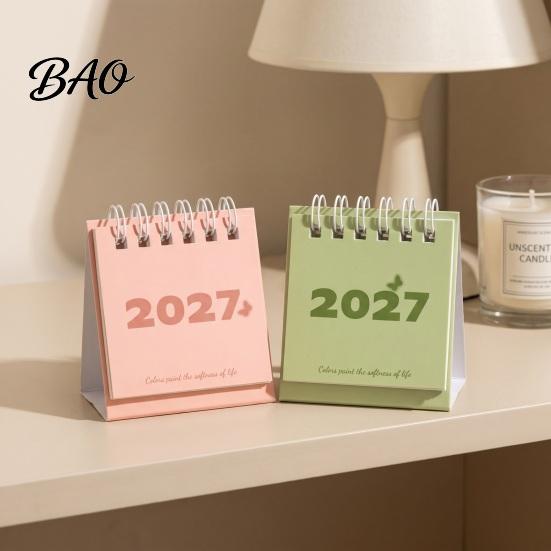 Standing Paper Memo Pad Mini Desk Calendar 2027, Jan. 2027 to Dec. Flip Small Fresh Style Office Accessory Desktop Calendar, 12 Monthly Planner