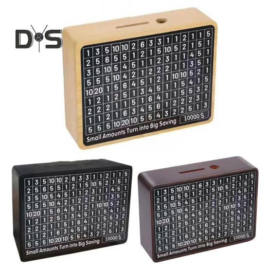 Деревянная шкатулка для сбережений 10000/1000 сбережений, копилка для монет, денежный сейф, банк с целевыми числами для всех возрастов