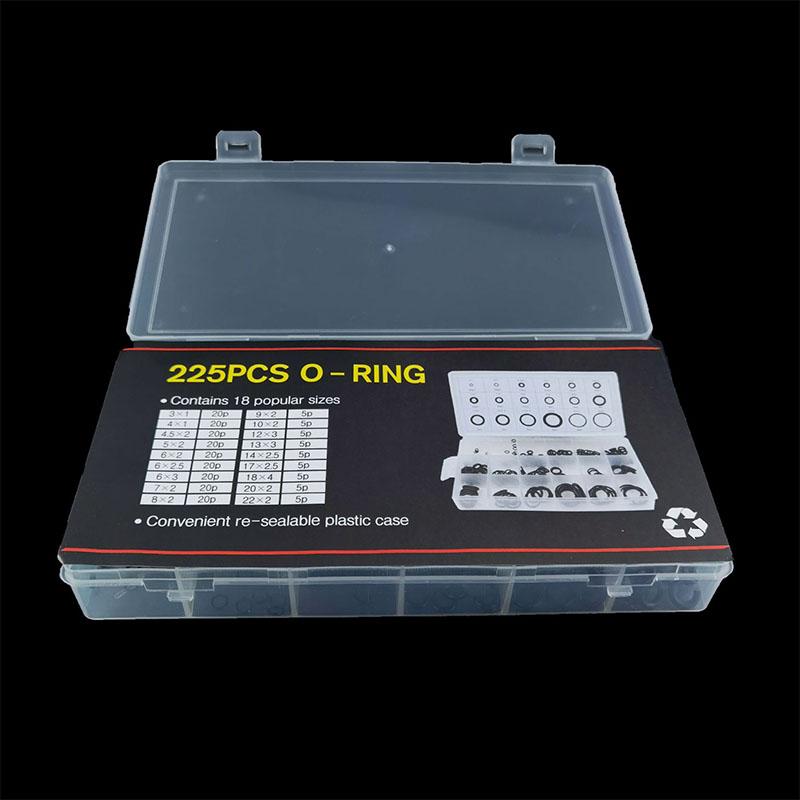 225 шт. Уплотнительные кольца Силиконовые уплотнения Уплотнительные кольца Прокладка Резиновый набор-ассортимент Комплект Коробка Ремонтная прокладка для автомобильного кондиционера Герметик