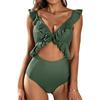 CHARMLEAKS Женские цельные купальники с рюшами и вырезами, монокини с ремешками, купальные костюмы