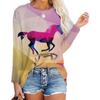 2022 Spring And Autumn New Women's Fashion Loose Casual 3d Geometric Animal Print Long-sleeved T-shirt Top