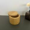 Бамбуковый ящик для хранения приправ с магнитной поворотной крышкой, деревянная солонка, держатель для перца, сахара, специй, круглая чаша-контейнер, кухонные гаджеты