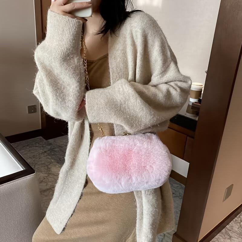 Женская сумка-клатч с клипсой, осенне-зимняя, плюшевый плечевой ремень, кошелек для монет, одинарная диагональная кроссбоди, универсальная сумка