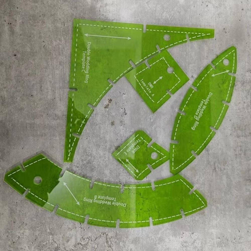 5pcs/Set Double Wedding Rings Slit N Sew Templates Quilting Pathcwork Ruler  Sewing Accessories