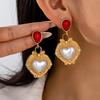 Темперамент ручной работы инкрустированные красные серьги-подвески в форме капли любви легкая роскошь тренд уши