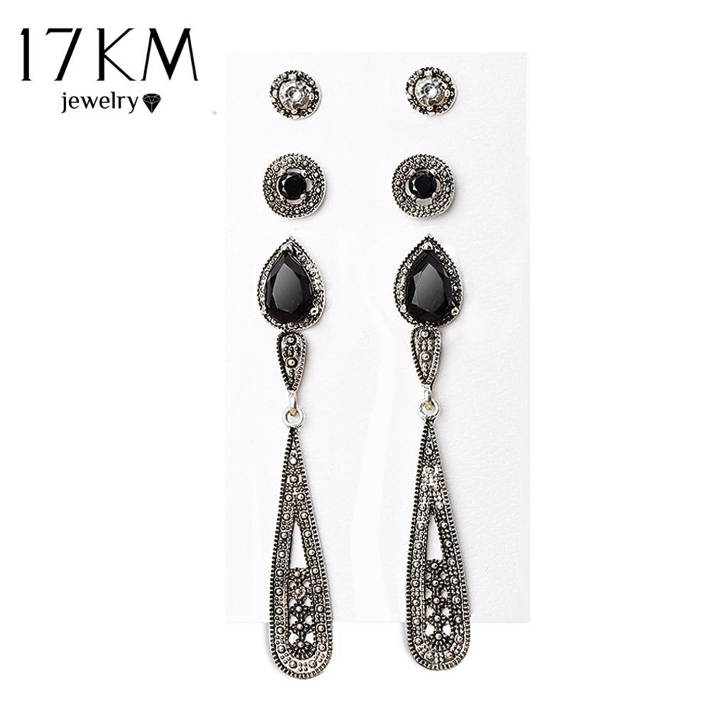 17KM Геометрические винтажные женские серьги с контрастными кисточками, круглые серьги черного цвета, модный комплект ювелирных изделий
