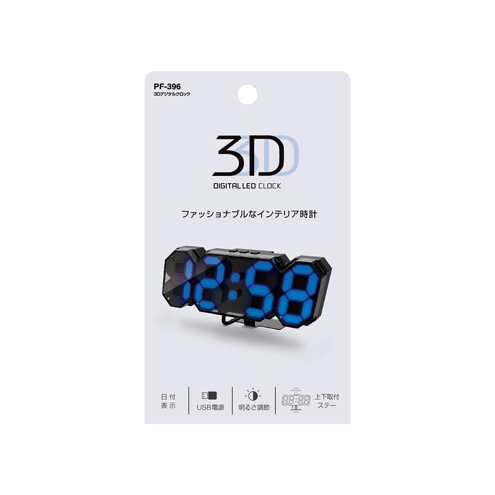 Tsuchiya Yac 3D Цифровые автомобильные часы, Дымчатые, PF-396