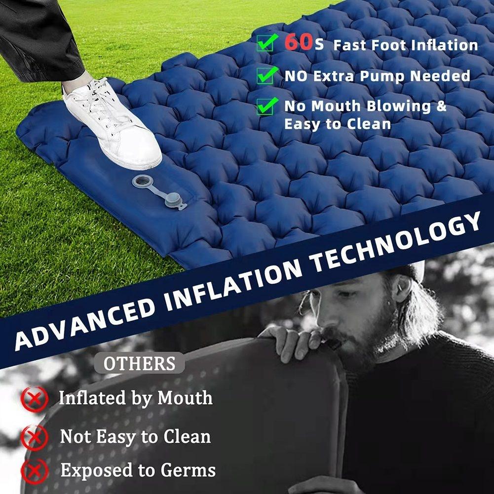 Camping Backpacking Air Mattress Outdoor Sleeping Pad with Foot Pump Air Pillow