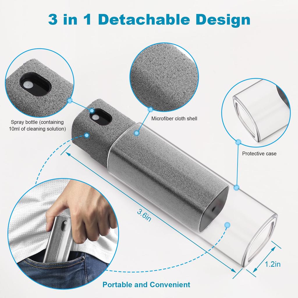 Screen Cleaner 3-in-1Touchscreen Mist Cleaner Spray and Microfiber Cloth Built& Cleaning Portable Fingerprint-Proof Spray Bottle