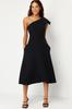 Women's Style Dress Black A-Cut Elegant Evening Dress with Bow Detail