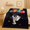 New Cartoon Astronaut Spaceman Planet Flannel Blanket,Ultra Soft Plush Throw for Home Bedroom Bed Sofa Cover Kid Christmas Gift