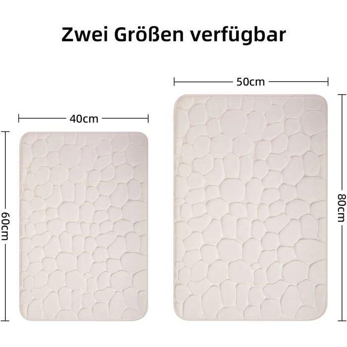 Tapis de bain mousse à mémoire de forme antidérapant absorbant 50 x 80 cm - blanc
