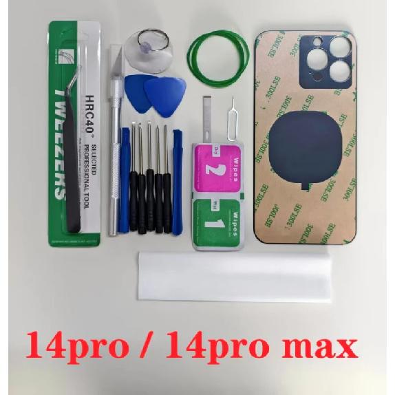Заднее стекло для iPhone 14 Pro Max Панель Крышка аккумулятора Большое отверстие Камера Заднее стекло Запасные части для ремонта для iPhone 14 Pro Max С набором инструментов