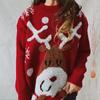 Женский утолщенный свитер, новый рождественский свободный свитер с круглым вырезом и принтом лося