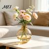 Nordic Style Flower Container Clear Round Resin Vase, Transparent Sphere Pot with Jute Vase for Hydroponic Plants Bow, Modern Plastic Planter Plants,