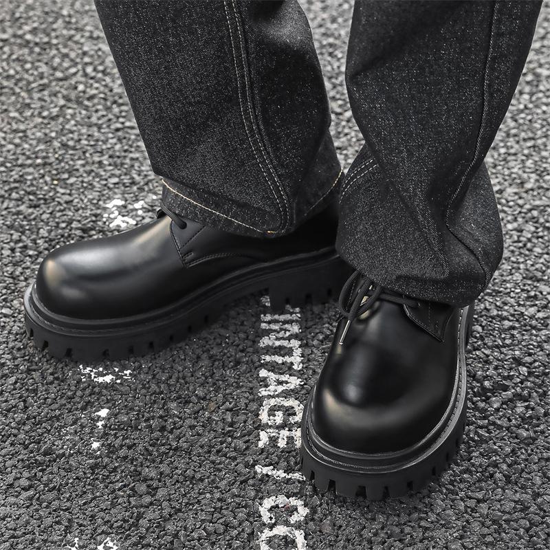Черные кожаные туфли женские туфли весна 2024 новые туфли на платформе с одной педалью мокасины мужские кожаные туфли 5780-J