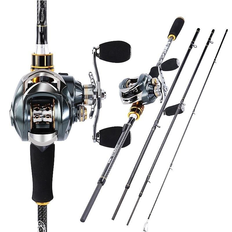 Кастинговые рыболовные комплекты 24 тонны из углеродного волокна, 4 удочки и катушка 11+1BB 7,0:1