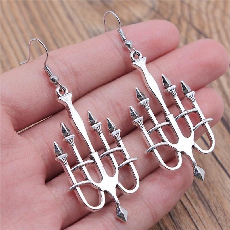 Hanukkah Menorah Drop Earrings Alloy Candle Holder Necklace Hexagrams Israel Faith Judaism Jewelry Gift for Women Girls