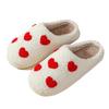 2024 Новые зимние рождественские хлопковые тапочки для женщин, домашние тапочки для пар, теплые домашние тапочки с сердечками, женские повседневные тапочки на плоской подошве