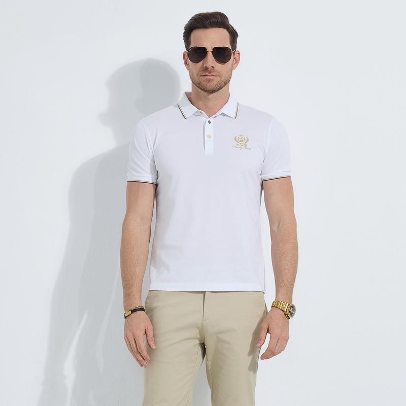 Cool Sensation Antibacterial Embroidered Short-Sleeved Polo Shirt for Men