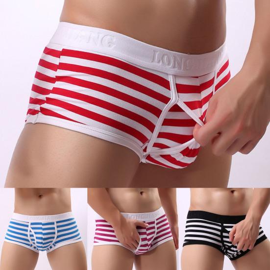 Longjiang Мужское нижнее белье в полоску с боковым разрезом Сексуальные боксеры-миди для ванной комнаты