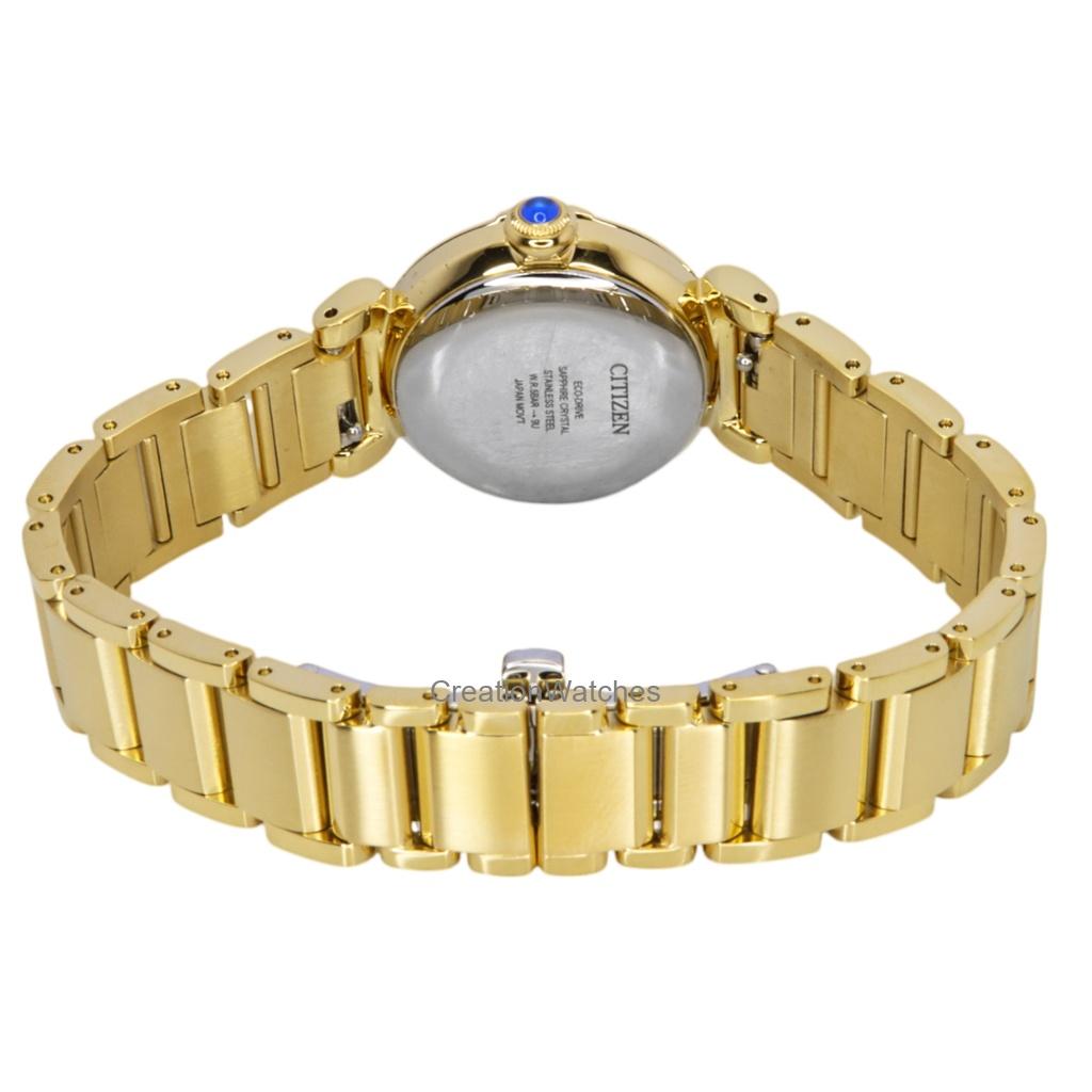 Citizen L Mae Bells Мини Золотистый Тон Нержавеющая Сталь Серый Циферблат Eco-Drive EM1132-88H Женские Часы