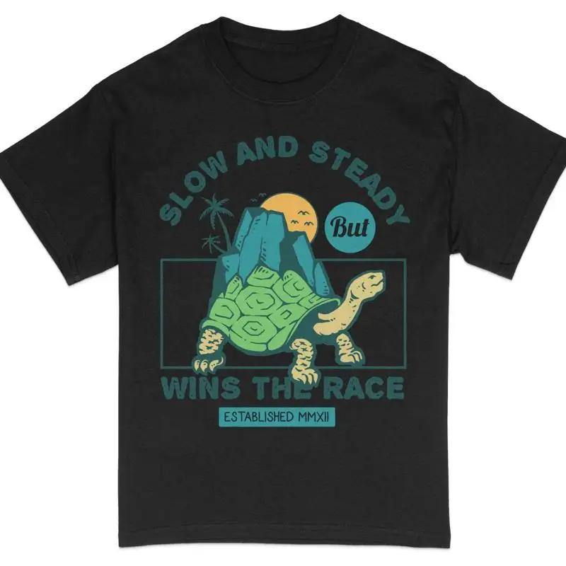Vintage Style Turtle T Shirt Slow And Steady Wins The Race Design 28