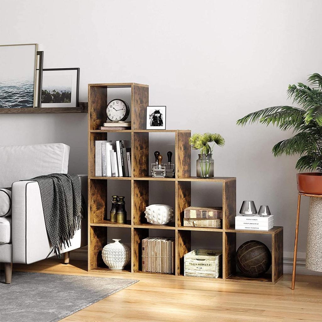 VASAGLE Bookshelves, 10-Cube Bookcase, Room Divider, Display Freestanding Shelf, with 10 Compartments, 129.5 x 29 x 129.5 cm, for Living Room
