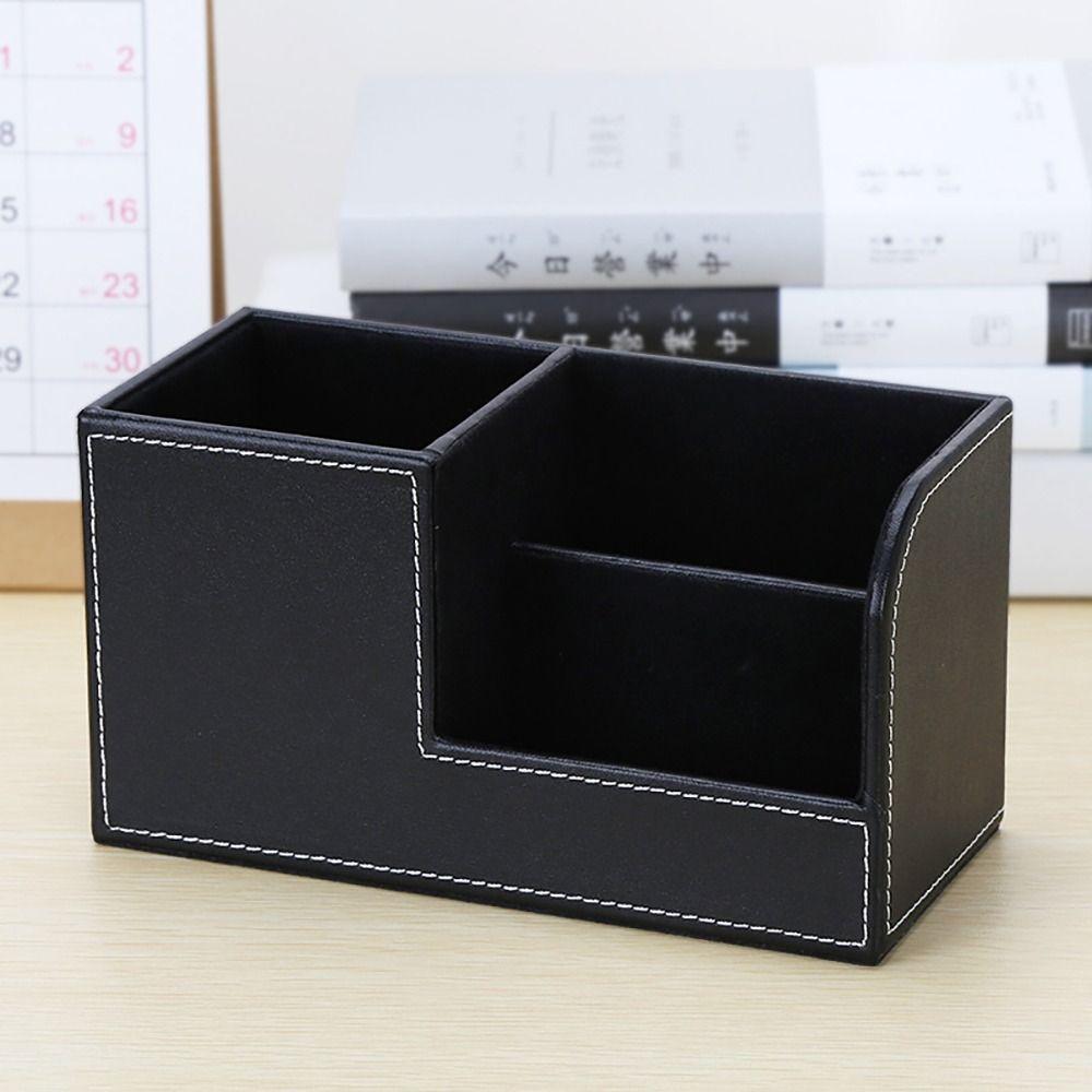 Leather Makeup Brush Holder Stationery Storage Pen Container Light Luxury Brush Pot