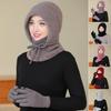 2Pcs/Set Women Hat Gloves Set Solid Color Plush Lining Knitting Beanie Hat with