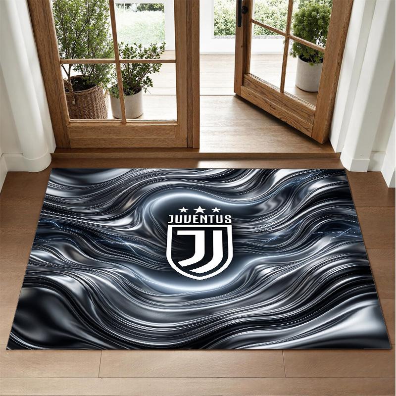 Juventus FC Design Crystal Velvet Rug Soft Decorative Mat for Bedroom Entrance