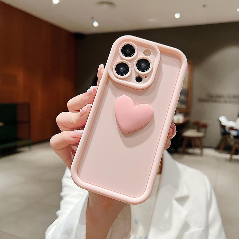 Милый 3D чехол-сердечко из силикона в стиле INS для iPhone 17 16 15 Pro Max 16E Чехол iPhone 14 13 12 11 16 Plus 7 8 Ударопрочный чехол