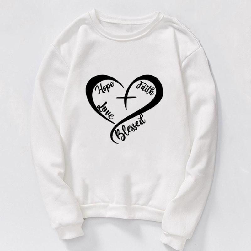 2023 Женская толстовка с принтом Иисуса Faith Over Fear Уличная одежда Осень-зима Пуловеры с круглым вырезом Harajuku Женская толстовка с капюшоном Топы Одежда