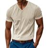 Men's American Style Loose Casual V-neck Short Sleeve Corduroy T-shirt Skin-friendly Amekaji Tee Summer