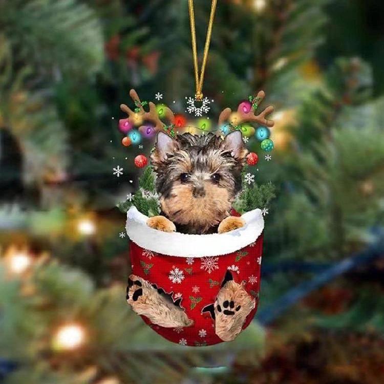 Unique Doggy Christmas Tree Hangers Festival Dog Shape Christmas Tree Hanging Ornament Acrylic Hanging Decoration
