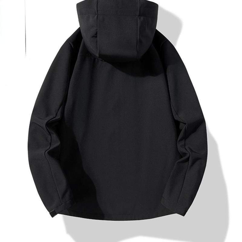 Cozy Up Soft Shell Jacket Plus Velvet Solid Color Warm Long Sleeve Jacket with Hood Sports Men's Lightweight Rain Jacket Outdoor Softshell