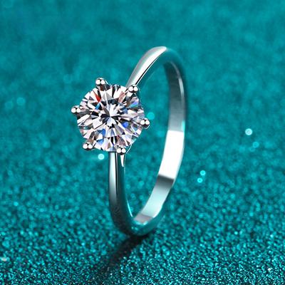 D Color 0,3-2CT Обручальное кольцо с муассанитом круглой огранки, платиновое покрытие, стерлинговое серебро S925, классическое обручальное кольцо с бриллиантами