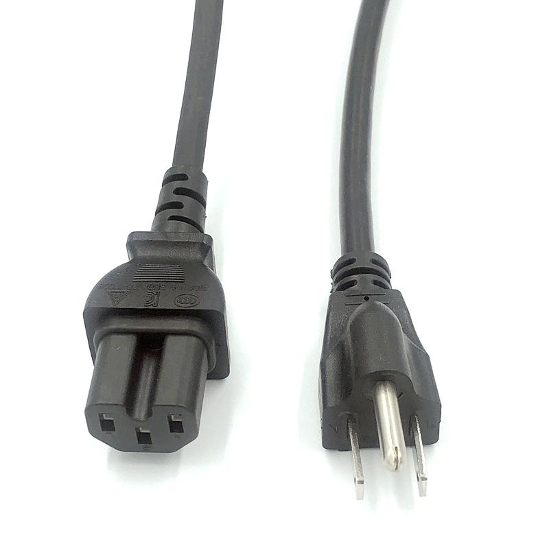 US Standard SJTW SJTOW Power Cord with UL Three-Pin C13/C15 Connector, 10A/13A/15A, 3-Core American Plug.
