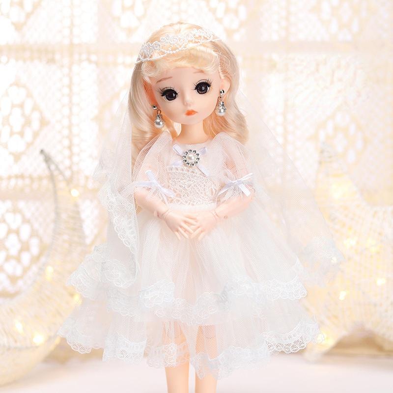 30CM Mini Movable 12Jointed Doll Girls Toy 3D Big Eyes BJD Princess Full Outfits Dresses Collection Childrens Doll Gift
