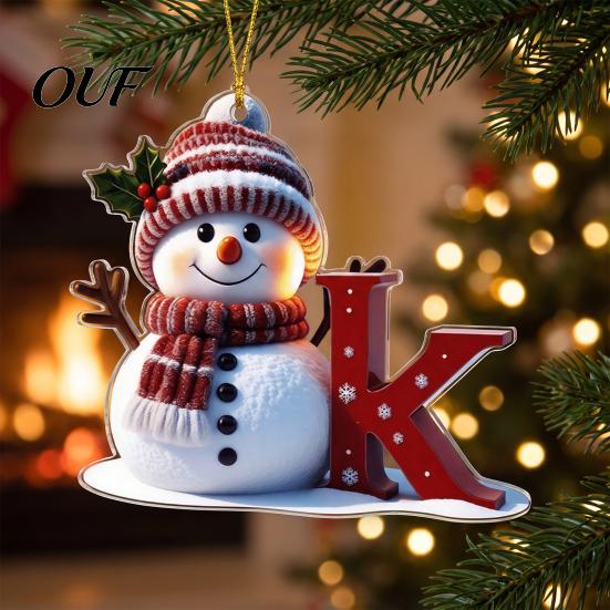 DIY Hanging Name Tags 2D Snowman Christmas Ornaments, Personalized Letter Ornaments for Tree, Reusable Tree Initial Ornament, Ornament Xmas
