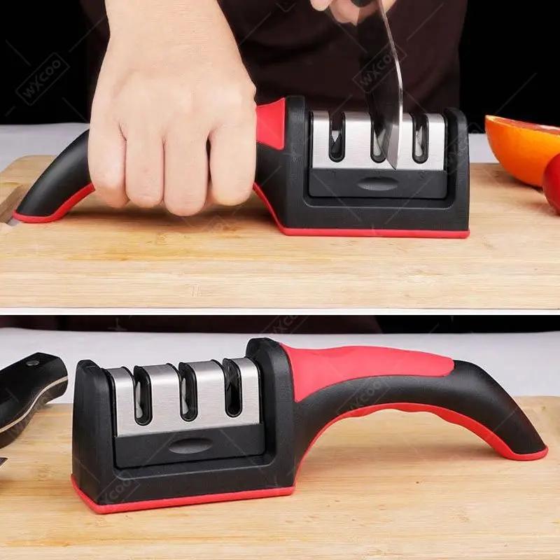 Точилка для ножей Whetstone Sharpening Professional Многофункциональная 3-ступенчатая керамическая точилка для кухонных ножей с нескользящей основой
