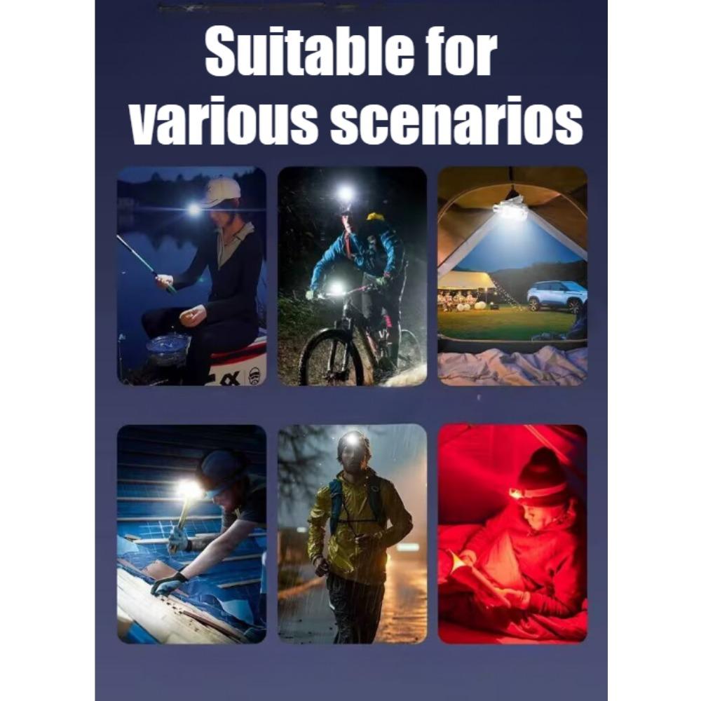 Светодиодный фонарик с зажимом для шляпы Type-C, перезаряжаемый портативный фонарик с датчиком движения, многофункциональный фонарь 6000 лм для ночной рыбалки